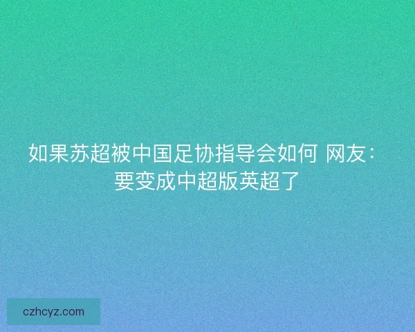 如果苏超被中国足协指导会如何 网友：要变成中超版英超了